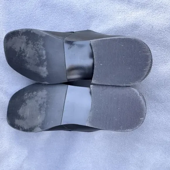 Korks Theodore Monk Shoes Womens Size 8 Black Strap Buckle Block Heel Wingtip - Picture 9 of 10